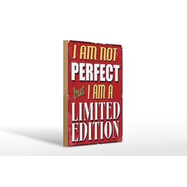 FEMER Wooden Sign with Saying 20 x 30 cm I am not Perfect Limited Edition Decorative Sign Wooden Sign