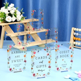 Vercraft 6 Pcs Wildflowers Baby in Bloom Baby Shower Table Decorations Take One Sign Thank You Acrylic Sign Centerpieces with Stand 5 x 7" Wedding Birthday Party Decorations for Guests Gifts