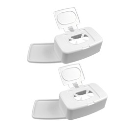 LABRIMP 2pcs Portable Wipe Holder Simple Plastic Wipes Dispenser for Care and Home Use Easy Pull Design Compact and Lightweight Storage Box White