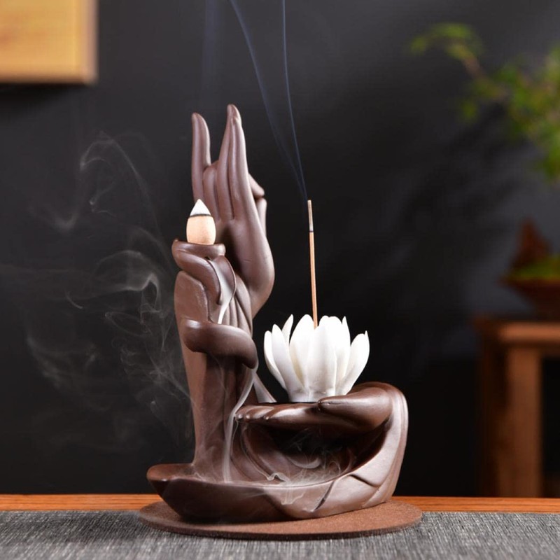 LYUK Lotus Backflow Incense Burner Backflow Incense Holder Ceramic Home