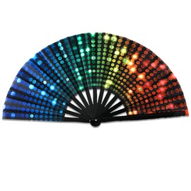 Hand Fan Festival Fan Decorative Foldable Hand Fan Decoration for Wedding Festival Club Party Dance (Colourful Dots)