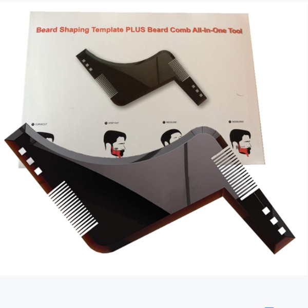 Beard shaping template plus beard comb all-in-one tool,Beard Shaper Tool for line up & Edging,Combs for Goatee, Neck Line, Curve Cut or Step cut or Straight Cut