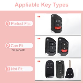 XUPEIXUN 6 Pcs Pink Car Accessories for 2018-2022 Jeep Gladiator Wrangler Sahara Rubicon Key Fob Cover with Bling Keychain Cute Rhinestones Hooks