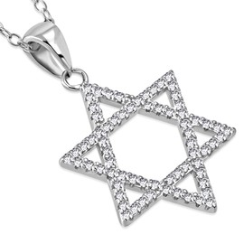 My Daily Styles 925 Sterling Silver Classic Jewish Star of David White CZ Pendant Necklace