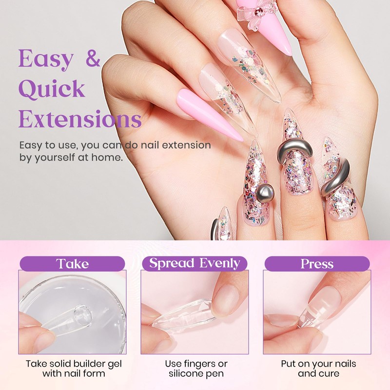 MIZHSE Solid Builder Gel for Nails, 60g Large Capacity Clear