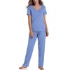 Chamllymers Women's Comfortable V-Neck Sleepwear Soft Cotton Short Sleeve Pajama