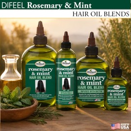Difeel Aceite para el cabello premium de romero y menta con biotina 7.1 oz. - Aceite de romero natural para el crecimiento del cabello y biotina