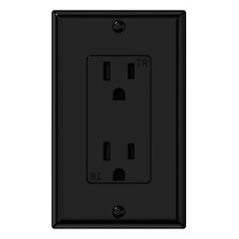 WEBANG Decorator Electrical Wall Outlet Black, Tamper-Resistant Duplex Receptacle, Residential Grade, 3-Wire, Self-Grounding, 2-Pole, 15A 125V, ETL Listed, 10 Pack Wall Plates Included