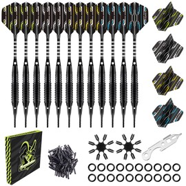 MageRabbit Plastic Darts 12 Pieces 18g with 16 Dart Flights, Soft Tip with 50 Extra Dart Tips, 16 Flight Protectors and 1 Wrench for Electronic Dartboard