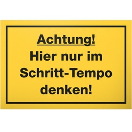 DankeDir! Nur im Schritt Tempo denken - Sign 30 x 20 cm - Wall Sign Wall Decoration Birthday Gift Saying Sign Door Sign Funny Saying - Decorative Colleagues Friends Gift Idea Gift