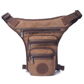 Motorcycle Drop Leg Bag Cycling Leg Pack for Men Women Bike Bicycle Riding Bum Hip Fanny Belt Purse Pouch, Khaki, Canvas Hiking Drop Leg Bag