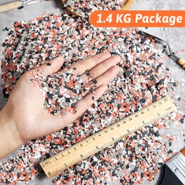 1400 G/ 3.08 Lb Blend Color Chips Concrete Floor Coatings Decorative Paint Flakes for Walls Garage Floor Paint Interior Exterior Floors (Black, White, Gray, Red)