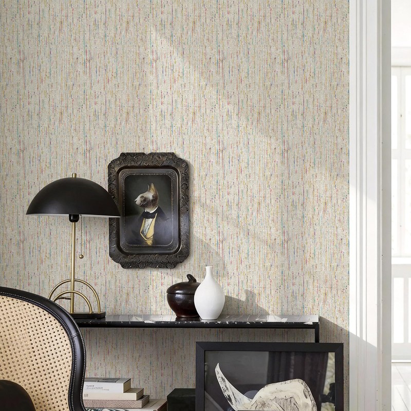JiffDiff Woven Wallpaper Peel and Stick 17.3" x 120" Colorful
