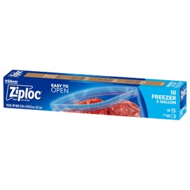 Ziploc Ziploc 2 Gallon Food Storage Freezer Bags, Grip 'n Seal Technology for Easier Grip, Open, and Close, 10 Count