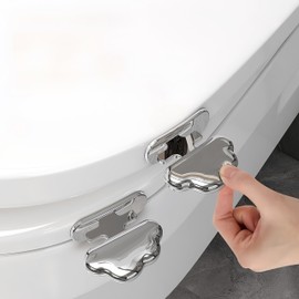 werdecade 2Pcs Toilet Seat Lid Lifter Self Adhesive ABS Cute Clouds Toilet Seat Holder Lift for Toilet Lid,Drawers,Bathroom,Home Decor,Office (Silver)