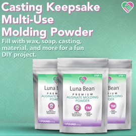 Casting Keepsakes Luna Bean Alginate Molding Powder Refill for Hand Casting Kit - Non-Toxic, Fast Setting - 3 lb (1,350g) - Anniversaries, Birthdays, Family Activities, Couples