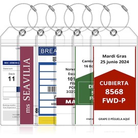 Timotech Paquete de 6 Etiquetas de Equipaje para Cruceros, Cruise Luggage Tag Impermeable con Cable de Acero Inoxidable, Portaequipaje Esencial para Carnival, Royal Caribbean, Celebrity