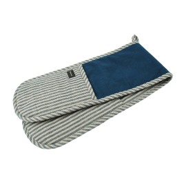 Hampton - Denim and Grey Stripe - Double Oven Glove - 100% Cotton