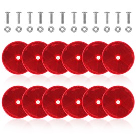 Yinaolan 10 Pack Red Screw on Round Reflectors, E11 Approval Road Safety Gate Posts Rear Reflectors for Trailer Caravan Truck Tractor Boat Lorry Motorcycle Fence Gate Post