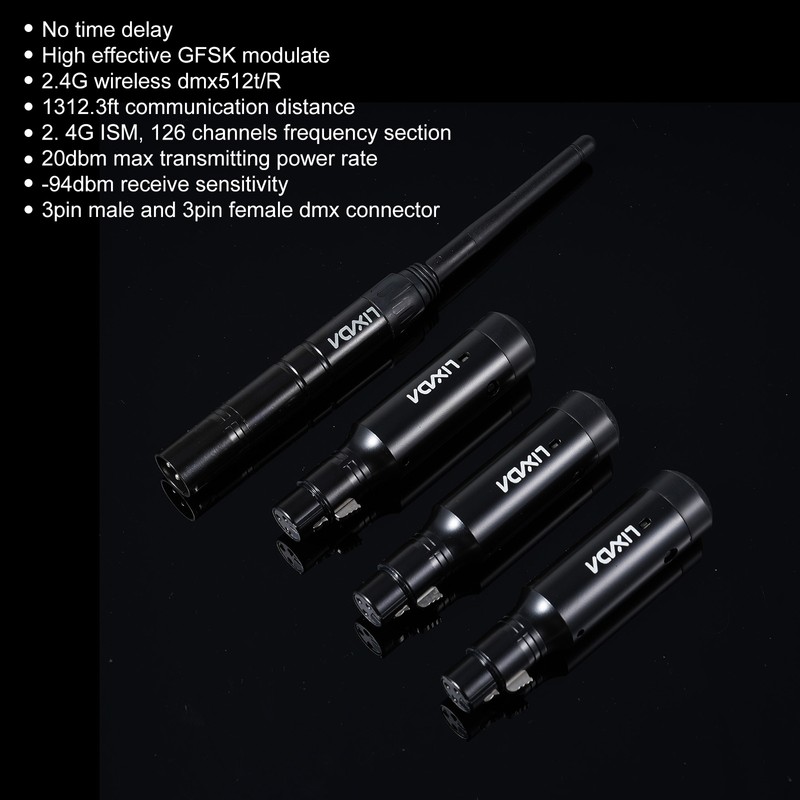 Lixada DMX512 2.4G Wireless Transmitter Receiver Set 126 Channels for