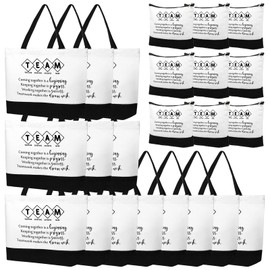 Abbylike 48 Pcs Employee Appreciation Gift Bag Bulk 24 Thank You Tote 24 Canvas Cosmetic Bags for Women Gift, Team Quote