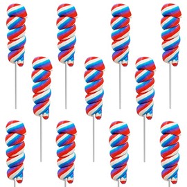 Patriotic Twist Lollipop, USA Red, Blue, & White Mixed Fruit Flavor, Individually Wrapped, 3" Inch Sucker (12-Pack)