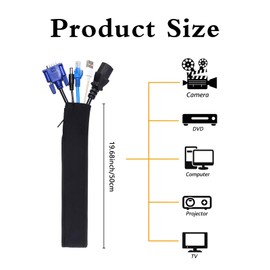 Mineens 3 Pack-40 inch Cable Sleeve Flexible Cord Management System, Wire Organizer Cover for Desk PC TV Home Office, Black Cable Protector Wrap - Pet Chew Proof