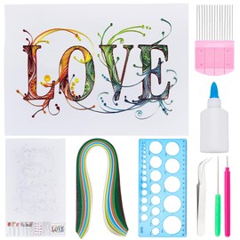 WEBEEDY DIY Valentine's Day Love Paper Quilling Kit for Adults Beginner Paper Quilling Making Kit with Paper Quilling Strips Tools and Instruction Anniversary DIY Gift Wall Decor(A4,21x29.7 cm)