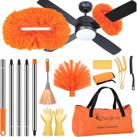 CALBEAU Ceiling Fan Cleaner Duster with 60 inch Extension Pole, Dusters for Cleaning High Ceiling Fan Blades, Dusters Kit with Storage Bag, Cleaning Tools for Families