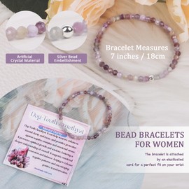 Fililogor Bead Bracelet Light Purple Bracelet for Women, Irregularly Crystal Bead Bracelets, 4mm Beads Bracelet, Elastic Bead Bracelets for Women, Girls (Purple)