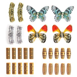 Dsoar 28 Pcs Imitation Wood Tube Beads for Dreadlocks Braids, Butterfly Cuffs & Hair Cuffs, Adult Unisex Hair Accessories, 1 Count (Pack of 28)