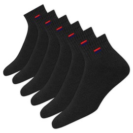 NAVYSPORT Men's Quarter Socks 9-12 10-13 Cotton Socks for Running, Training, Casual Wear, Pack of 6 (9-12 10-13, Black)