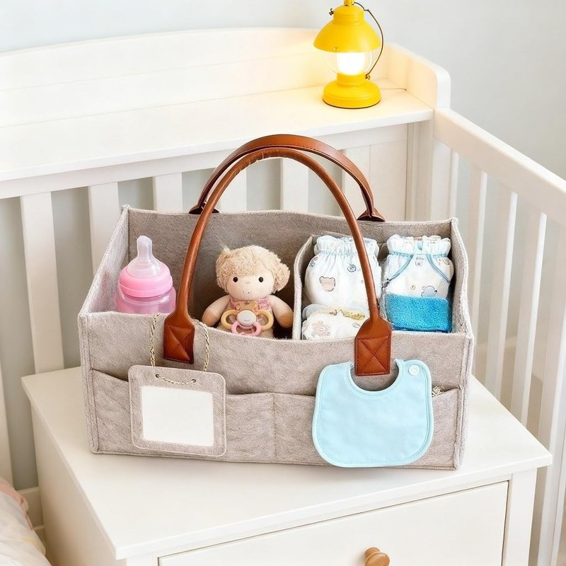 DZS Diaper Caddy Organizer, Large Collapsible Storage Caddy, Portable Household