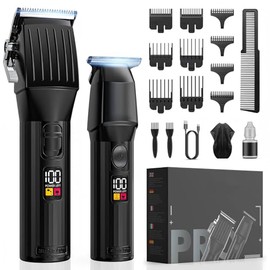 Cortapelos profesionales para hombres, kit de recortadoras inalámbricas con pantalla LED, recortadora de barba para niños, cortadora de barba inalámbrica, kit de aseo de corte de pelo, regalo para