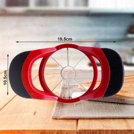 Apple Corer and Slicer - Professional Apple Cutter - Stainless Steel Slicer for Fruits - 8 Sharp Blade & Slices - Apple Corer Tool - Fruit Cutter (Red Black)