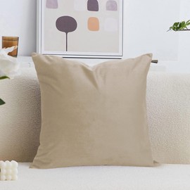 Opulent Dreams Velvet Cushion Covers (Pack of 2) - 45cm x 45cm (18x18 Inch) Square Throw Pillowcases - Ideal for Sofa and Bedroom - Featuring Invisible Zippers (Beige)