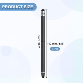 PATIKIL 5 Pcs Stylus Pens for Touch Screens, 2 in 1 High Sensitivity Universal Pen Capacitive Stylus for Phone Tablets Laptop Touch Screen Device, Black