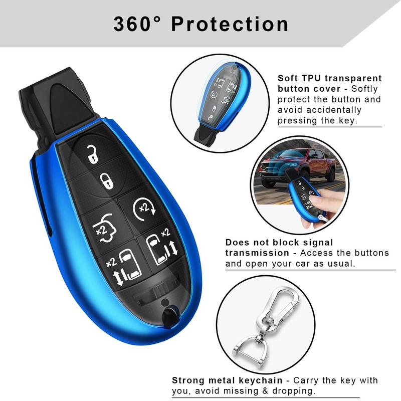 QBUC for Dodge Key Fob Cover with Keychain TPU Key