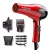 KISS 1875 Watt Pro Tourmaline Ceramic Hair Dryer, 3 Heat Settings, 2 Speed Slide Switch, Cool Shot Button, 2 Detangler Combs, 1 Concentrator, 1 Diffuser, Removable Filter Cap & 4 Sectioning Clips Red