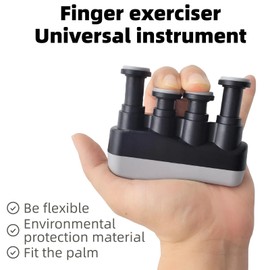 Finger Strengthener, Nalu Hand Grip Trainer Exerciser for Piano, Guitar, Bass, Ukulele Players, Plastic Material, Lightweight and Portable - Improve Finger Flexibility, Strength,1 Pack (Black+Gray)
