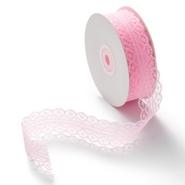 CHUQING Pink Lace Trim Ribbon Vintage Pattern Bow Ribbon for Gift Wrapping Wedding Decor Ribbons Hair Ribbon,1.2 Inch × 25 Yards,Light Pink