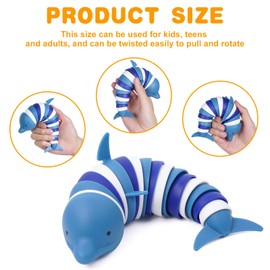 OSDUE Fidgets Slug Toy, 3D Fidget Slugs Toys, Sensory Toy, Flexible Creative Dolphin Toy for Adults, Children, Autistic (Dolphin)