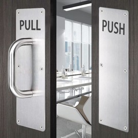 REAMTOP Push Pull Door Handle Set, Fingerprint-Proof Heavy Duty Plates for Wooden & Aluminum Door, Perfect for Garage, Restaurant & Business Place (300 X 100 mm)