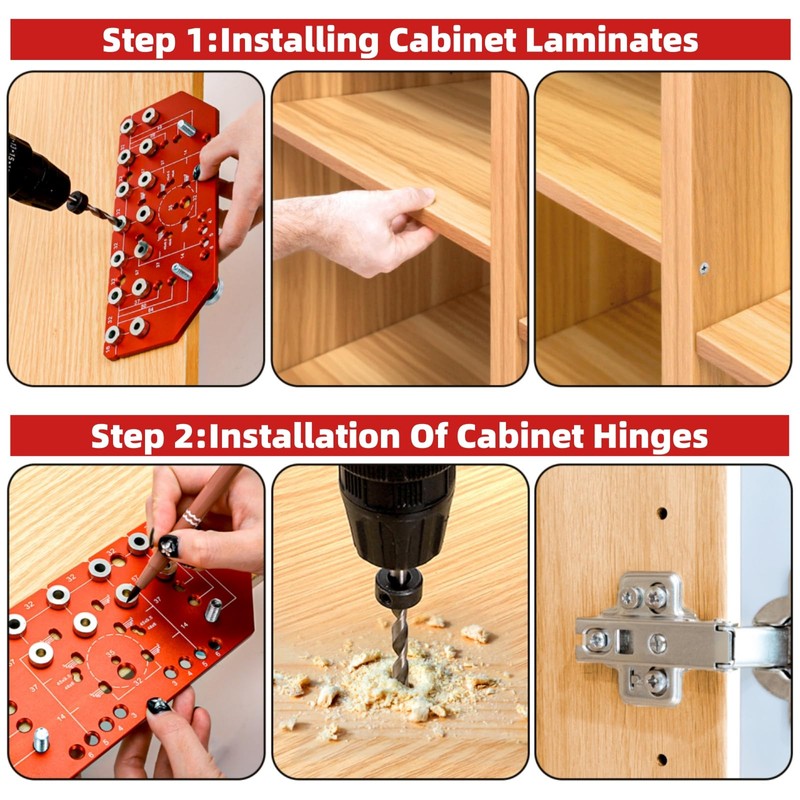 Acshio Shelf Pin Jig and Hinge Jig, Two-in-One Adjustable Shelf