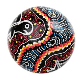 NOVICA Handmade Coconut Shell Percussion Instrument Turtlethemed from Bali Multicolor Indonesia Musical Instruments Animal [3.9in Diam.] 'Swimming Turtle'