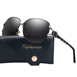 Perfectmiaoxuan Polarised Sunglasses Men/Women; Vintage/Classic/Elegant Glasses Frame; HD Pilot Lenses; Golf/Driving/Fishing/Travel Glasses/Outdoor Sports Fashion Sunglasses, Black--9