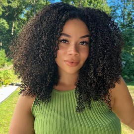 Hanne Fashion Afro Kinky Curly Crochet Hair Jerry Curl Braiding Hair Extensions for Black Women 6 Packs Short Synthetic Kinky Twist Hair (6Pcs, Black)