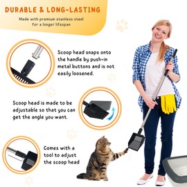 KeFanta Cat Litter Scoop, 41in Metal Kitty Poop Scooper for Litter Box, Heavy Duty Stainless Steel Sifting Shovel with Long Handle for Chicken Coop