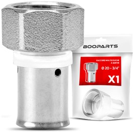 BOOPARTS Multilayer Connector 20 - F3/4 Inch (20/27) for Crimping TH - Multilayer Coupling Straight Female (Fixed Nut) - Connector for Multilayer Pipe 20
