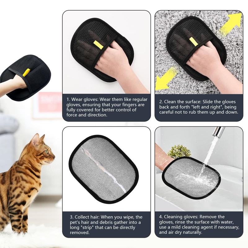 TOPZFL 2 Stück Tierhaarentferner Handschuh,Wiederverwendbare Haarentfernungshandschuh,2025 New Fell Magnet Handschuh,für